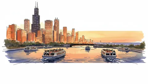 Chicago By Night River & Lake