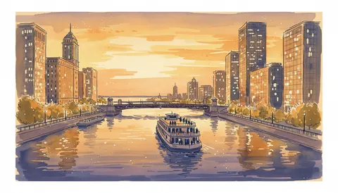 Chicago By Night River & Lake