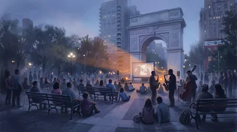 Prohibition Jazz 16mm Film Festival in Washington Square Park