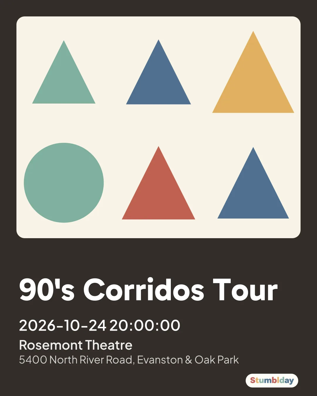 Flyer for 90's Corridos Tour: 2026-10-24 20:00:00 at Rosemont Theatre