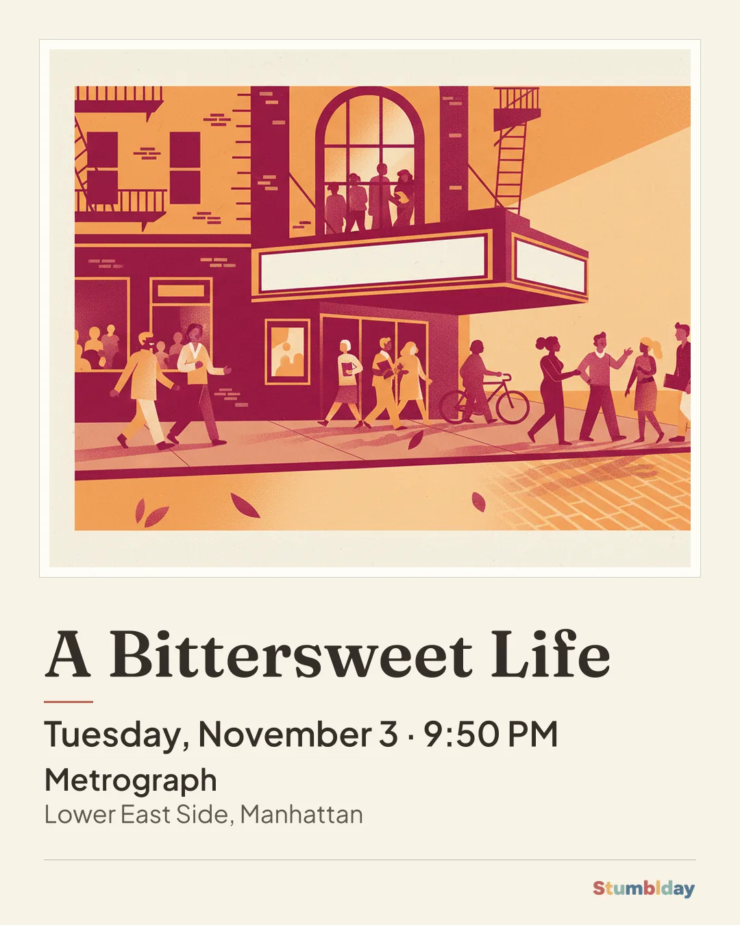Flyer for A Bittersweet Life: Tuesday, November 3 · 9:50 PM at Metrograph