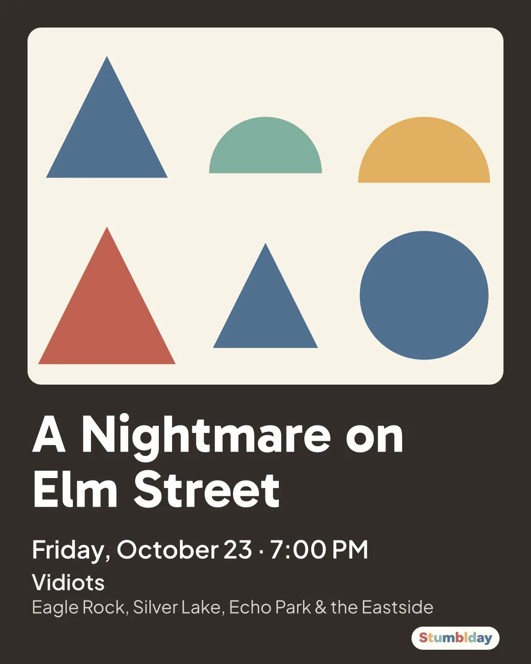 Flyer for A Nightmare on Elm Street: Friday, October 23 · 7:00 PM at Vidiots