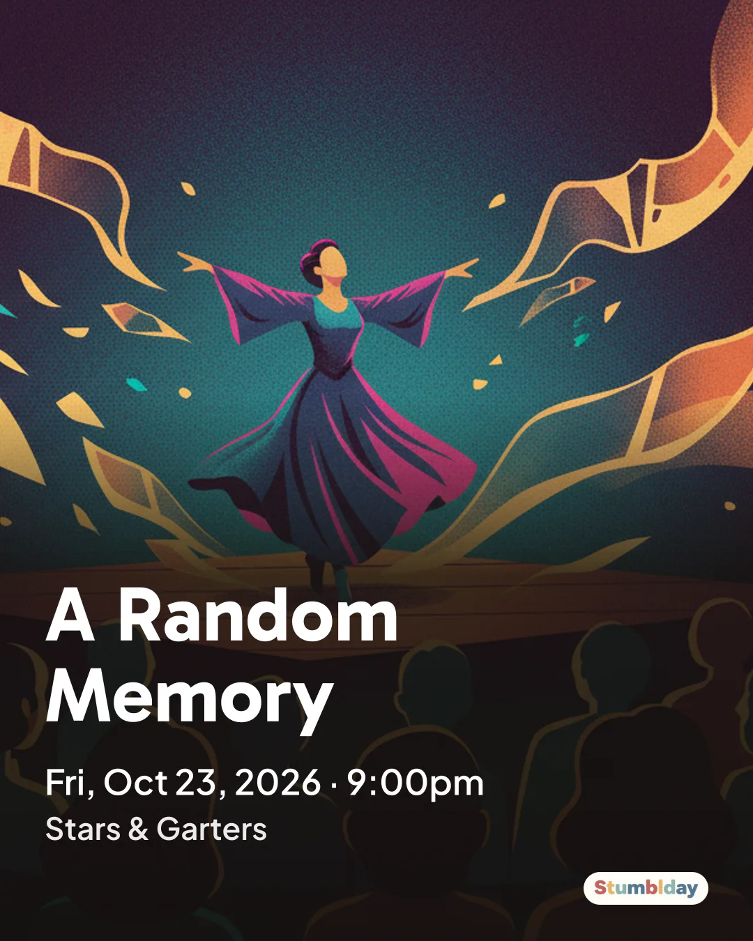 Flyer for A Random Memory: Fri, Oct 23, 2026 · 9:00pm at Stars & Garters