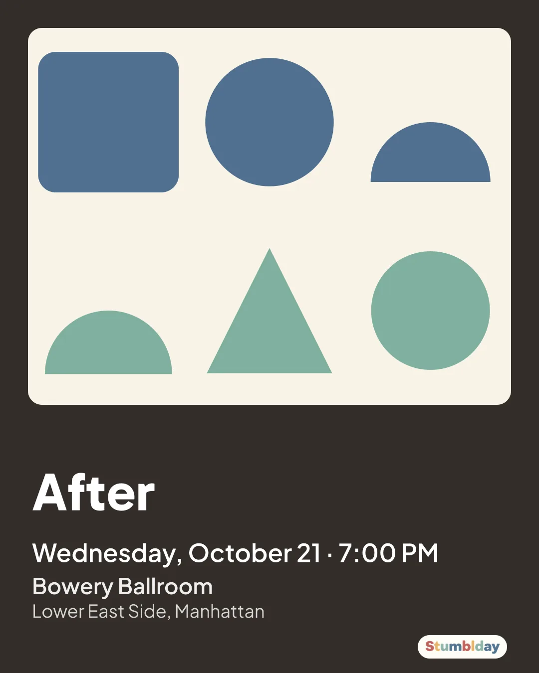 Flyer for After: Wednesday, October 21 · 7:00 PM at Bowery Ballroom