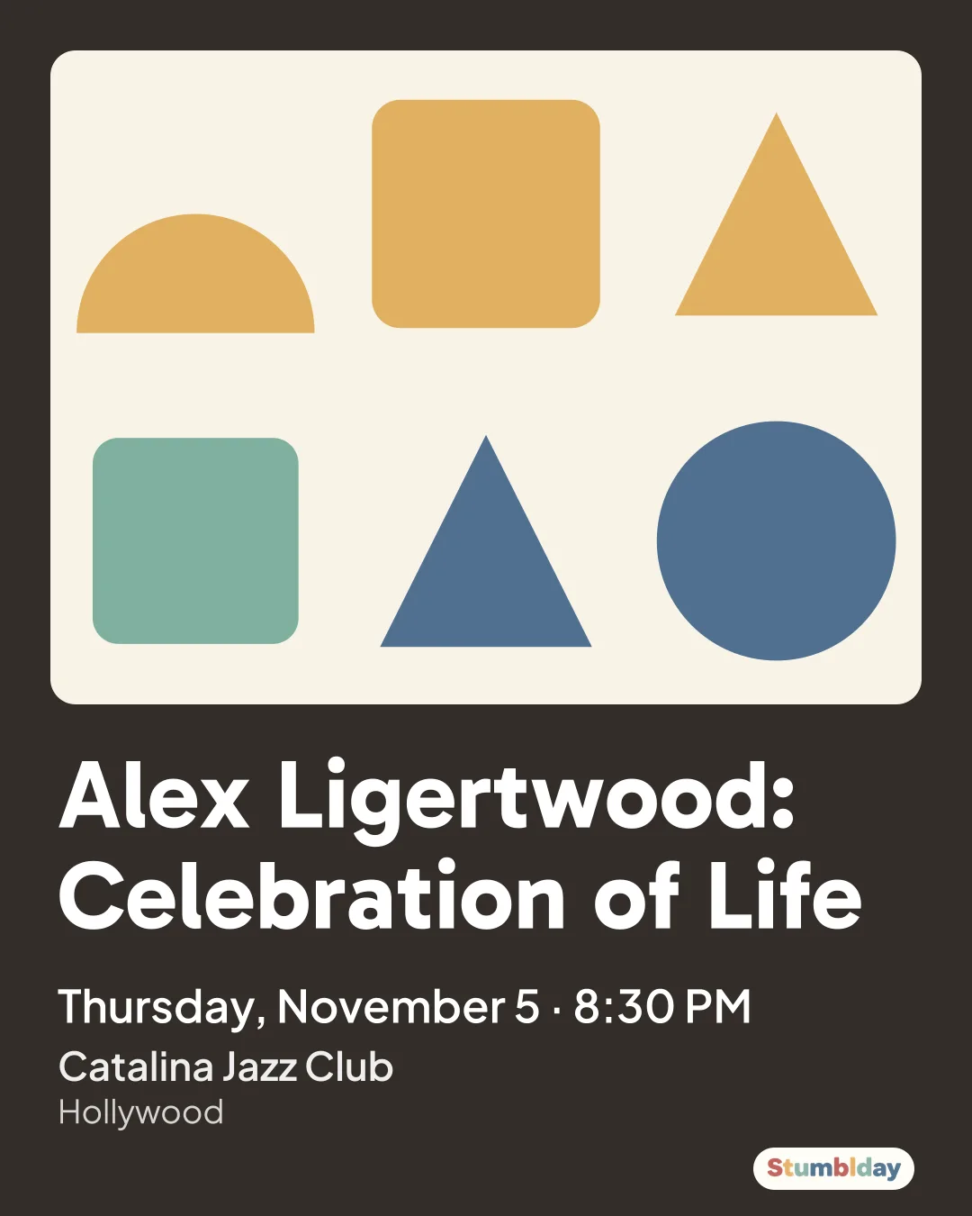 Flyer for Alex Ligertwood: Celebration of Life: Thursday, November 5 · 8:30 PM at Catalina Jazz Club