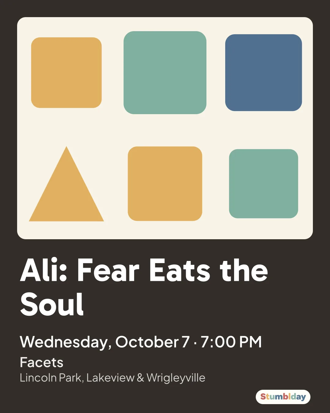 Flyer for Ali: Fear Eats the Soul: Wednesday, October 7 · 7:00 PM at Facets