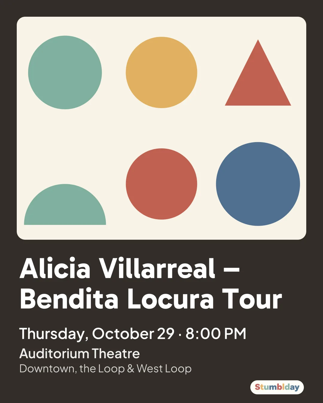 Flyer for Alicia Villarreal – Bendita Locura Tour: Thursday, October 29 · 8:00 PM at Auditorium Theatre