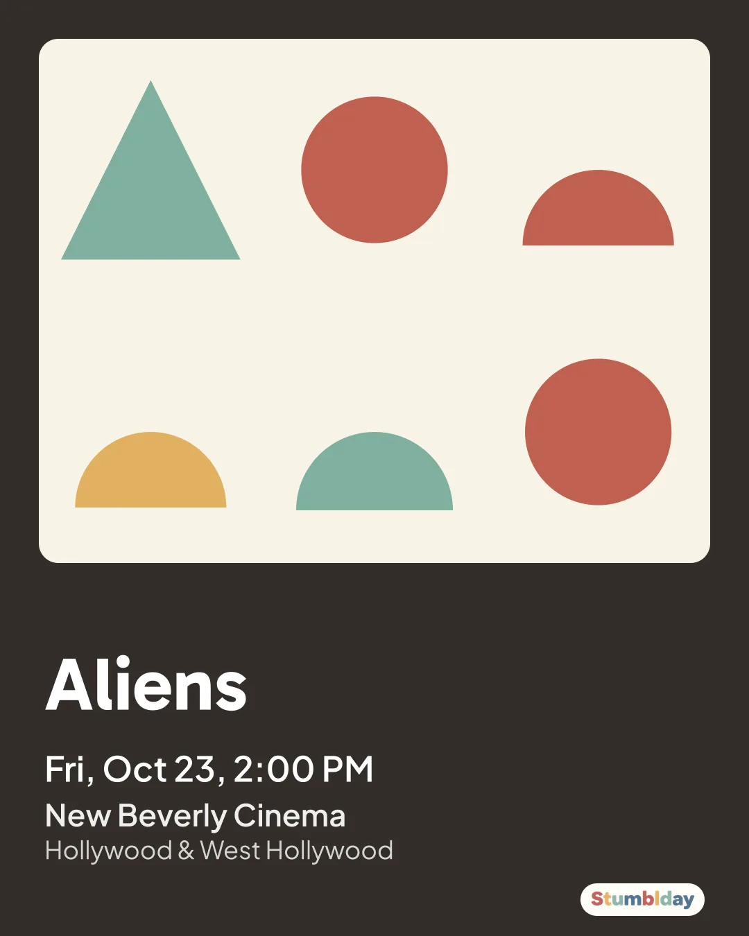 Flyer for Aliens: Friday, October 23 · 2:00 PM at New Beverly Cinema