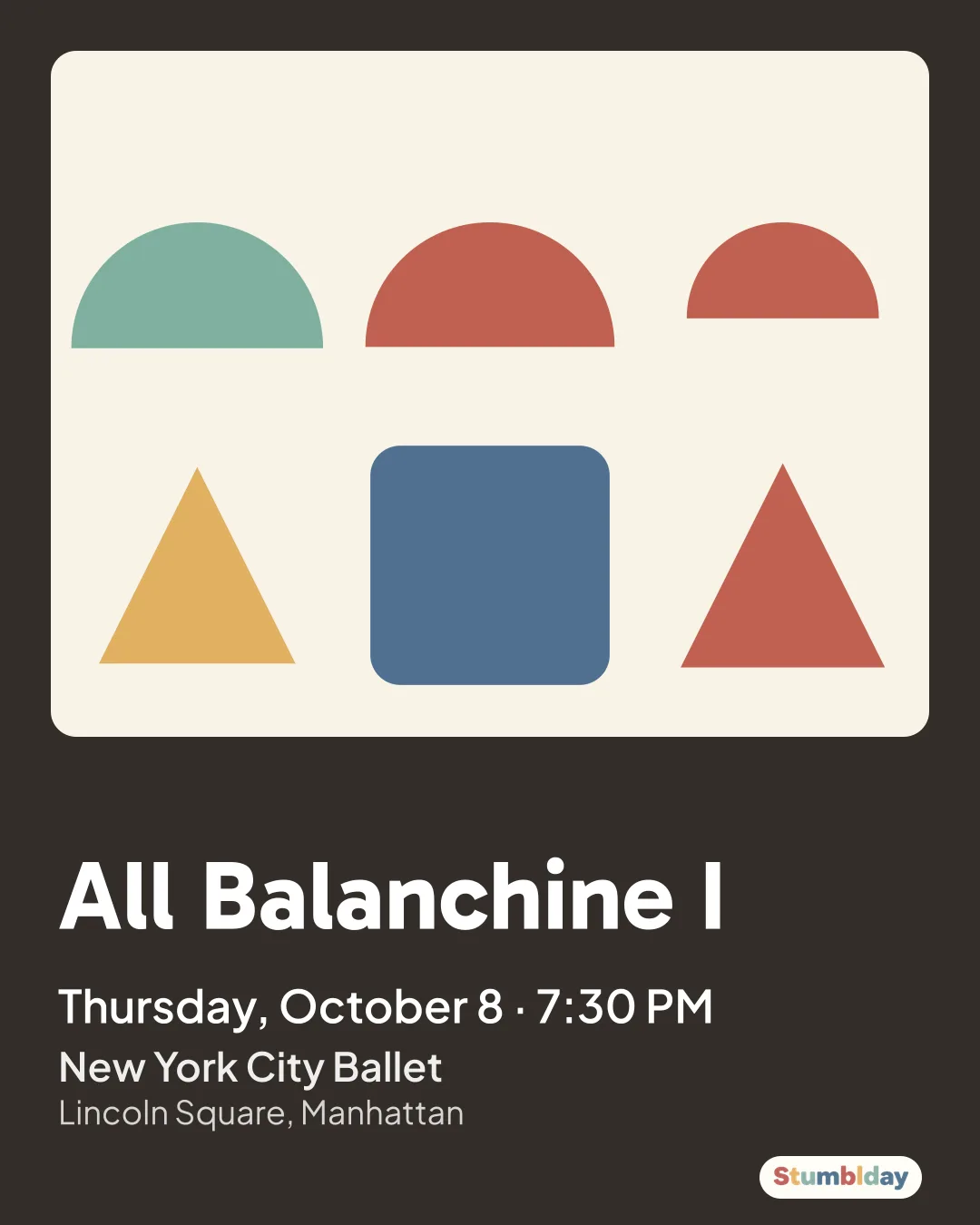 Flyer for All Balanchine I: Thursday, October 8 · 7:30 PM at New York City Ballet