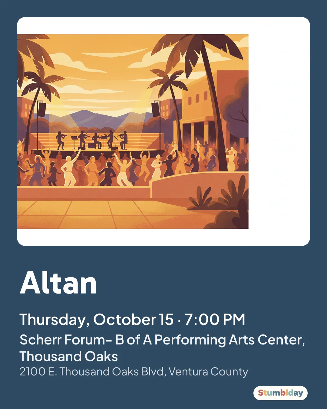 Flyer for Altan: Thursday, October 15 · 7:00 PM at Scherr Forum- B of A Performing Arts Center, Thousand Oaks