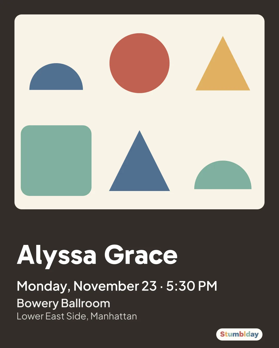 Flyer for Alyssa Grace: Monday, November 23 · 5:30 PM at Bowery Ballroom