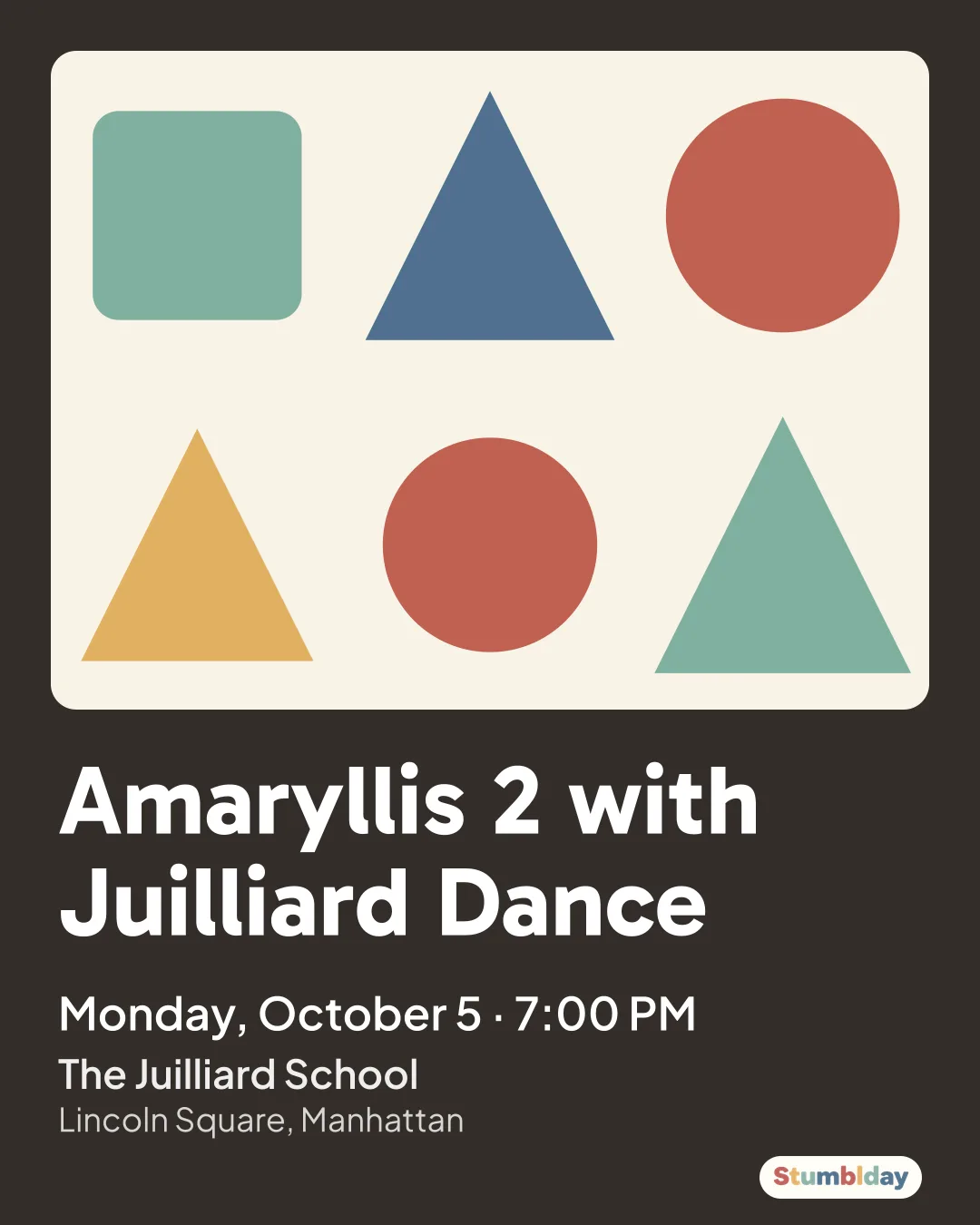 Flyer for Amaryllis 2 with Juilliard Dance: Monday, October 5 · 7:00 PM at The Juilliard School