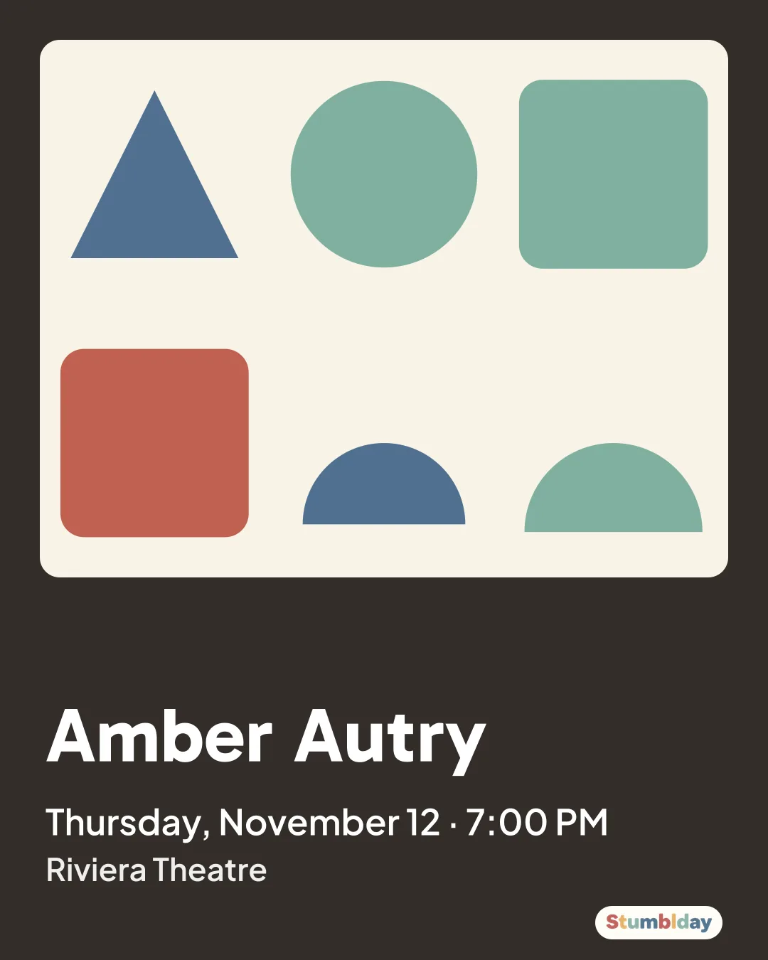 Flyer for Amber Autry: Thursday, November 12 · 7:00 PM at Riviera Theatre