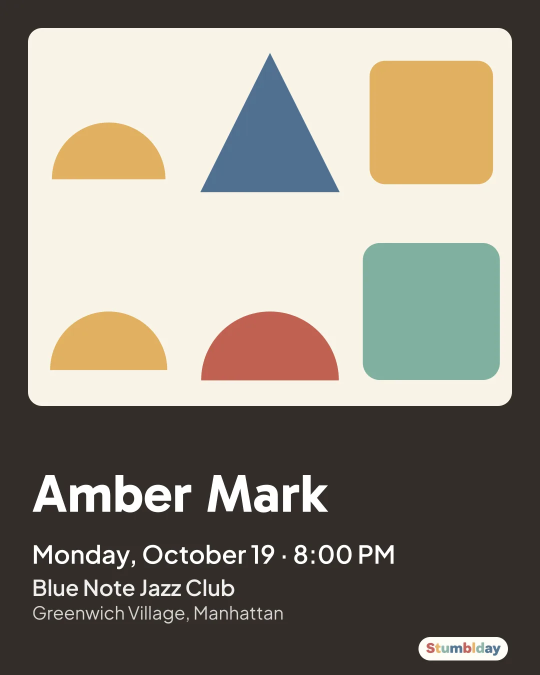 Flyer for Amber Mark: Monday, October 19 · 8:00 PM at Blue Note Jazz Club