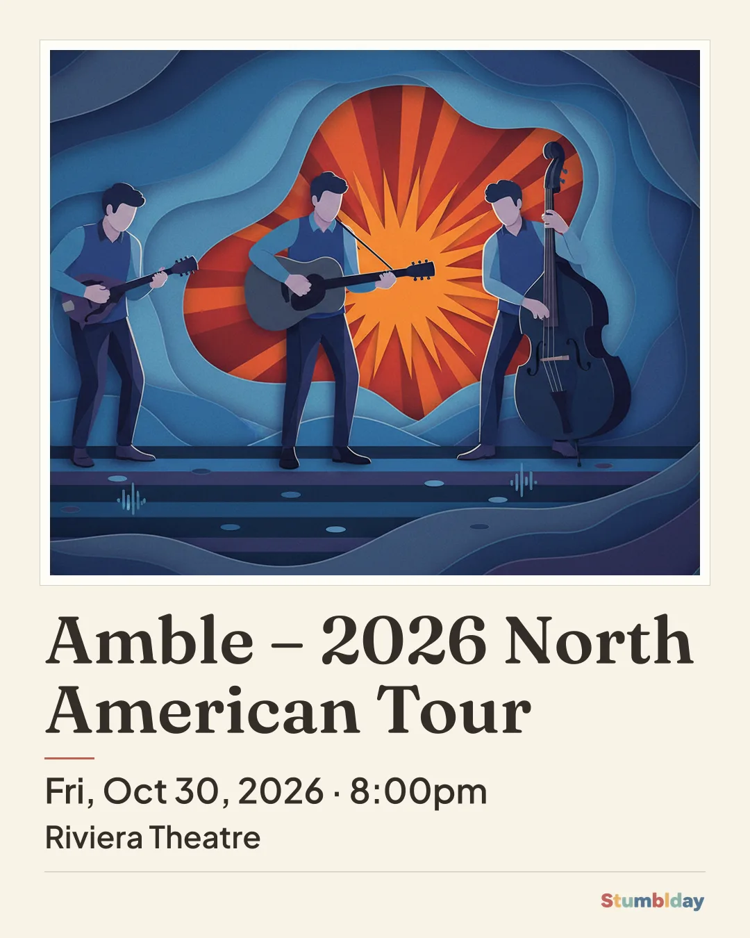 Flyer for Amble – 2026 North American Tour: Fri, Oct 30, 2026 · 8:00pm at Riviera Theatre