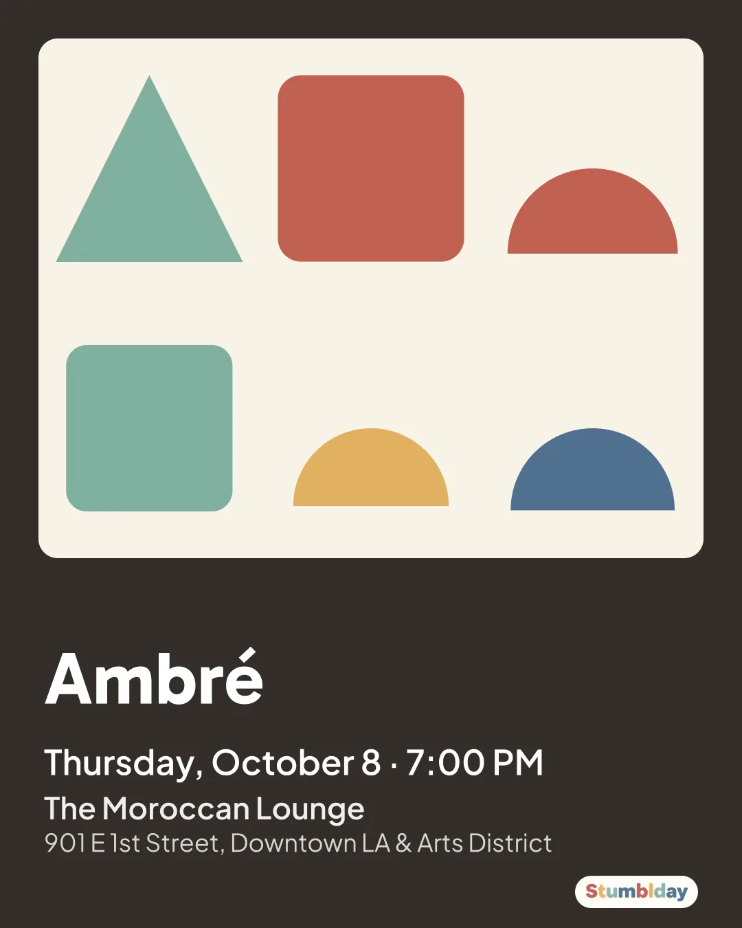 Flyer for Ambré: Thursday, October 8 · 7:00 PM at The Moroccan Lounge