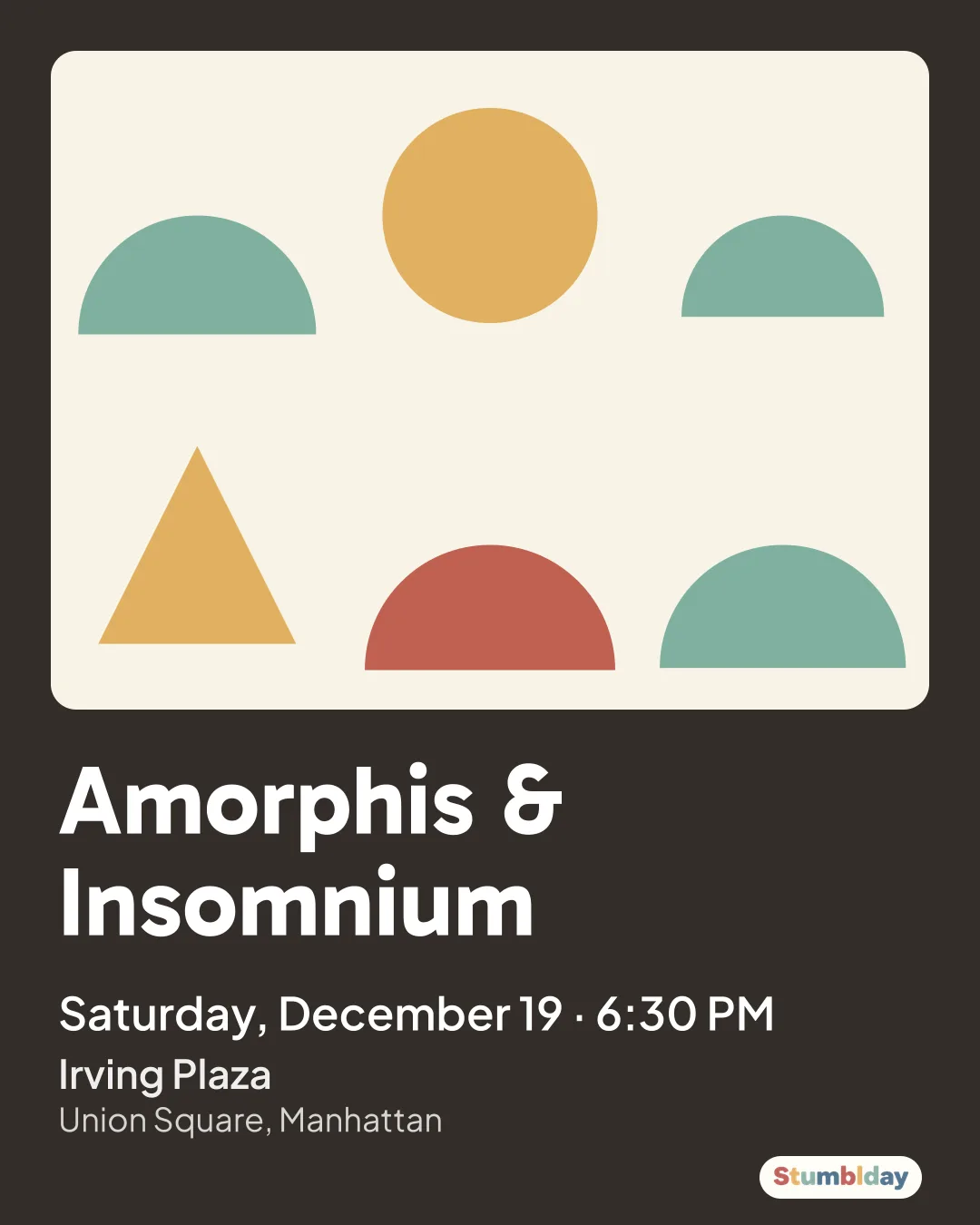 Flyer for Amorphis & Insomnium: Saturday, December 19 · 6:30 PM at Irving Plaza