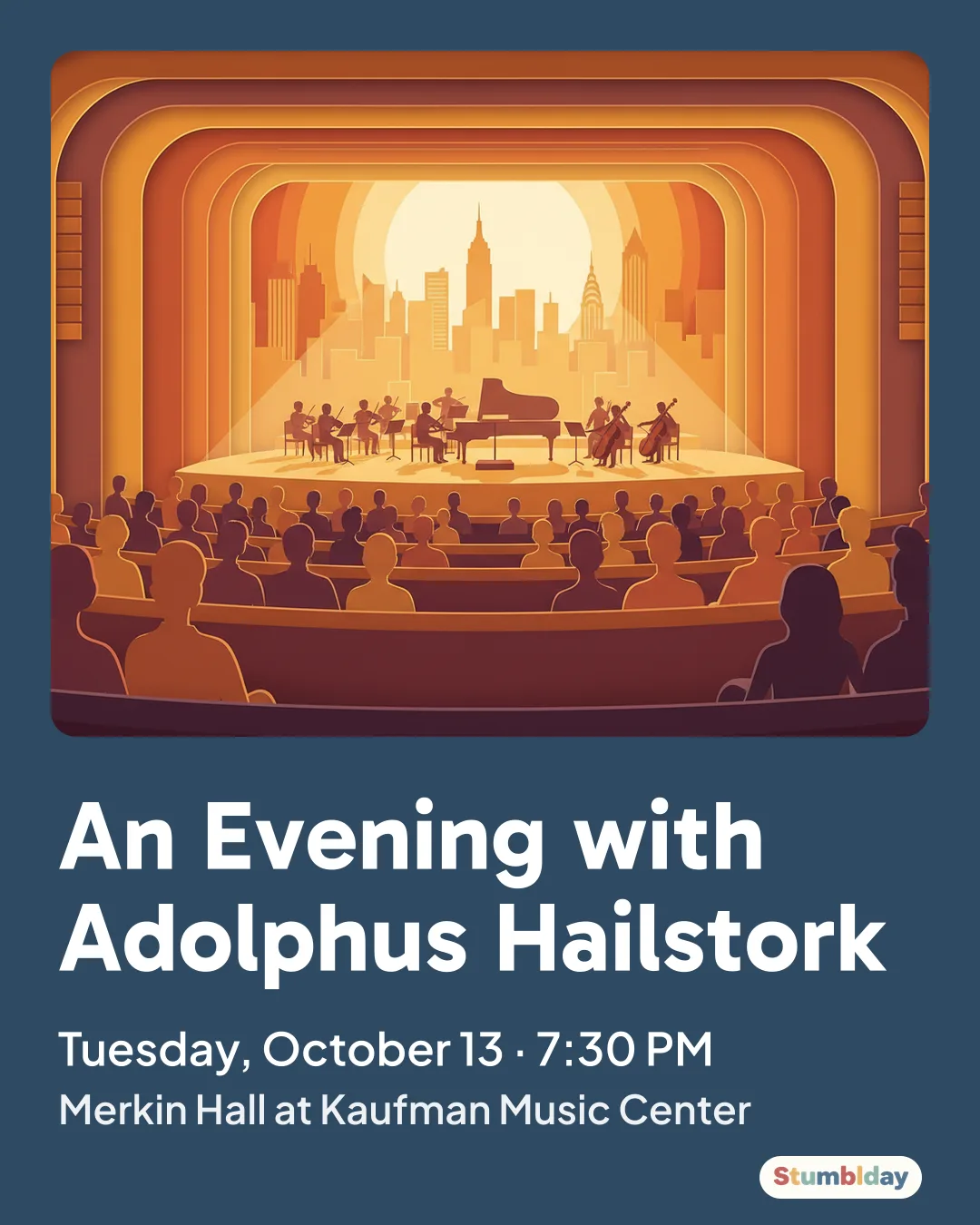 Flyer for An Evening with Adolphus Hailstork: Tuesday, October 13 · 7:30 PM at Merkin Hall at Kaufman Music Center