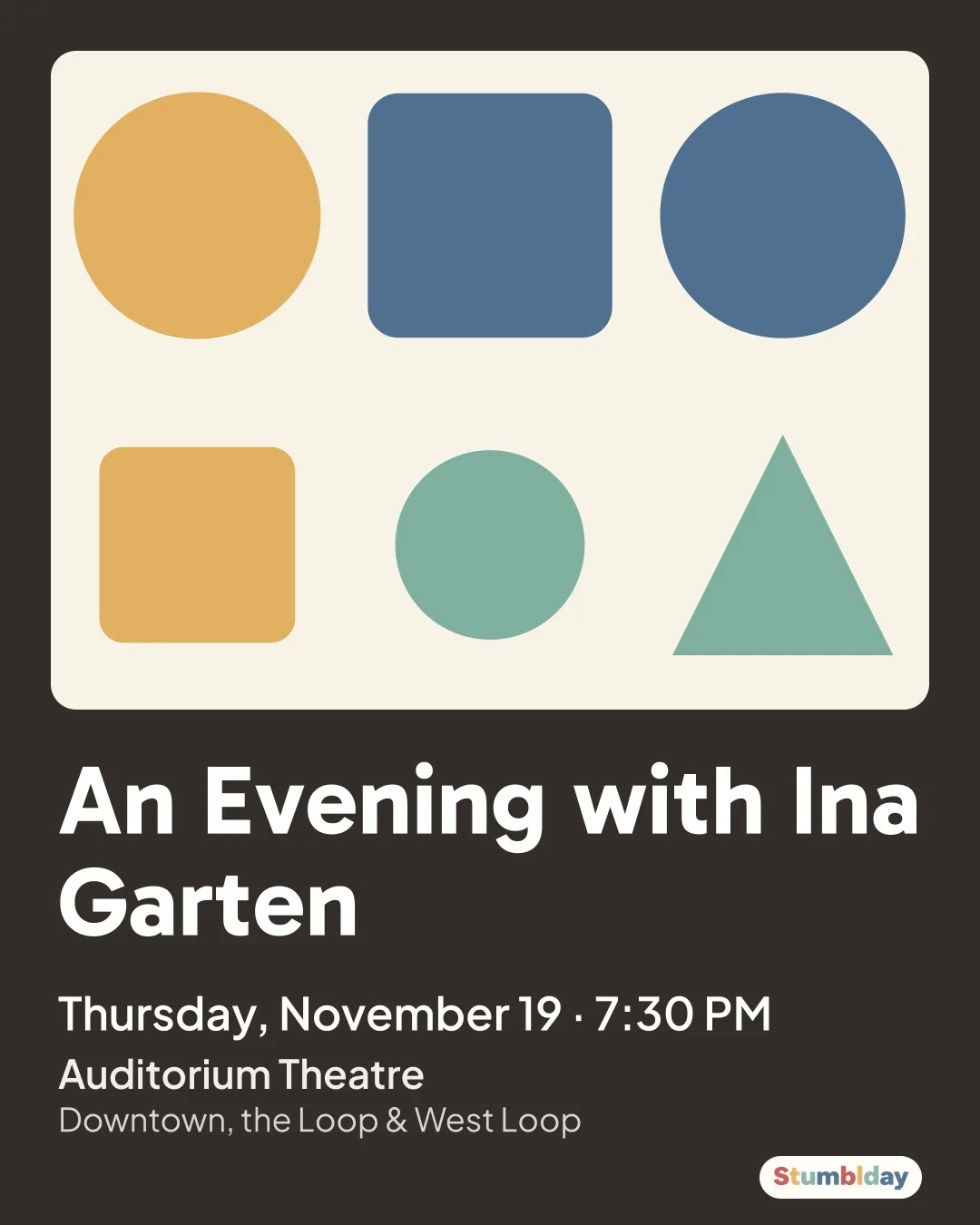 Flyer for An Evening with Ina Garten: Thursday, November 19 · 7:30 PM at Auditorium Theatre