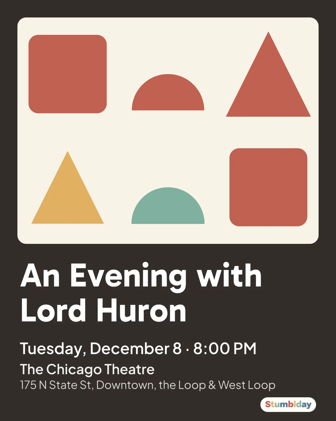 Flyer for An Evening with Lord Huron: Tuesday, December 8 · 8:00 PM at The Chicago Theatre