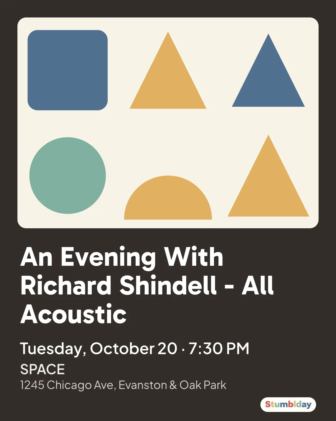 Flyer for An Evening With Richard Shindell - All Acoustic: Tuesday, October 20 · 7:30 PM at SPACE