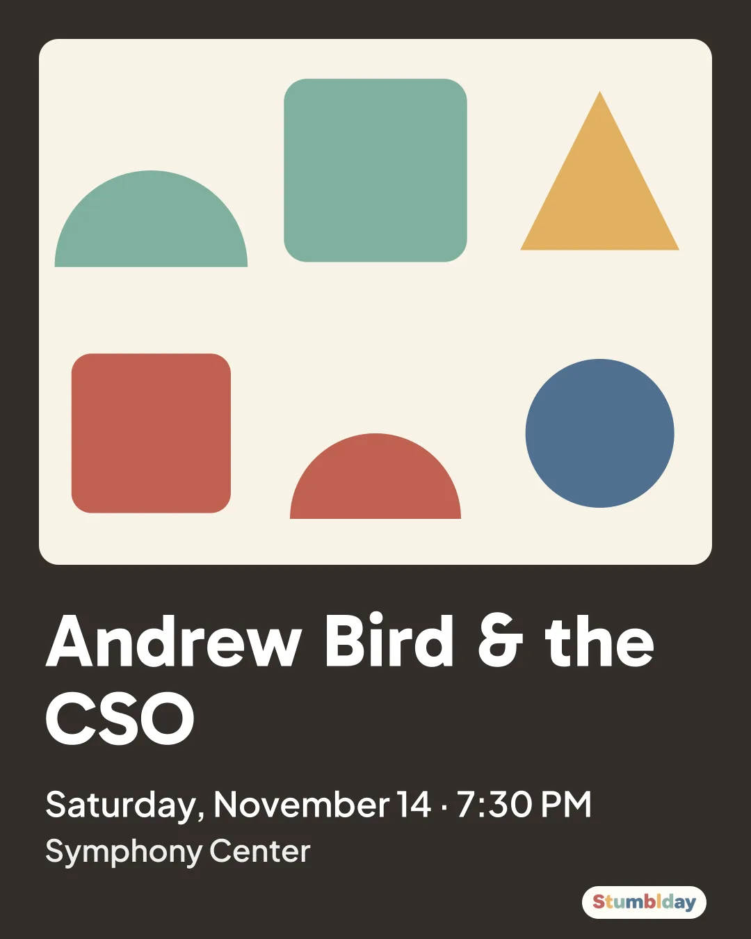 Flyer for Andrew Bird & the CSO: Saturday, November 14 · 7:30 PM at Symphony Center