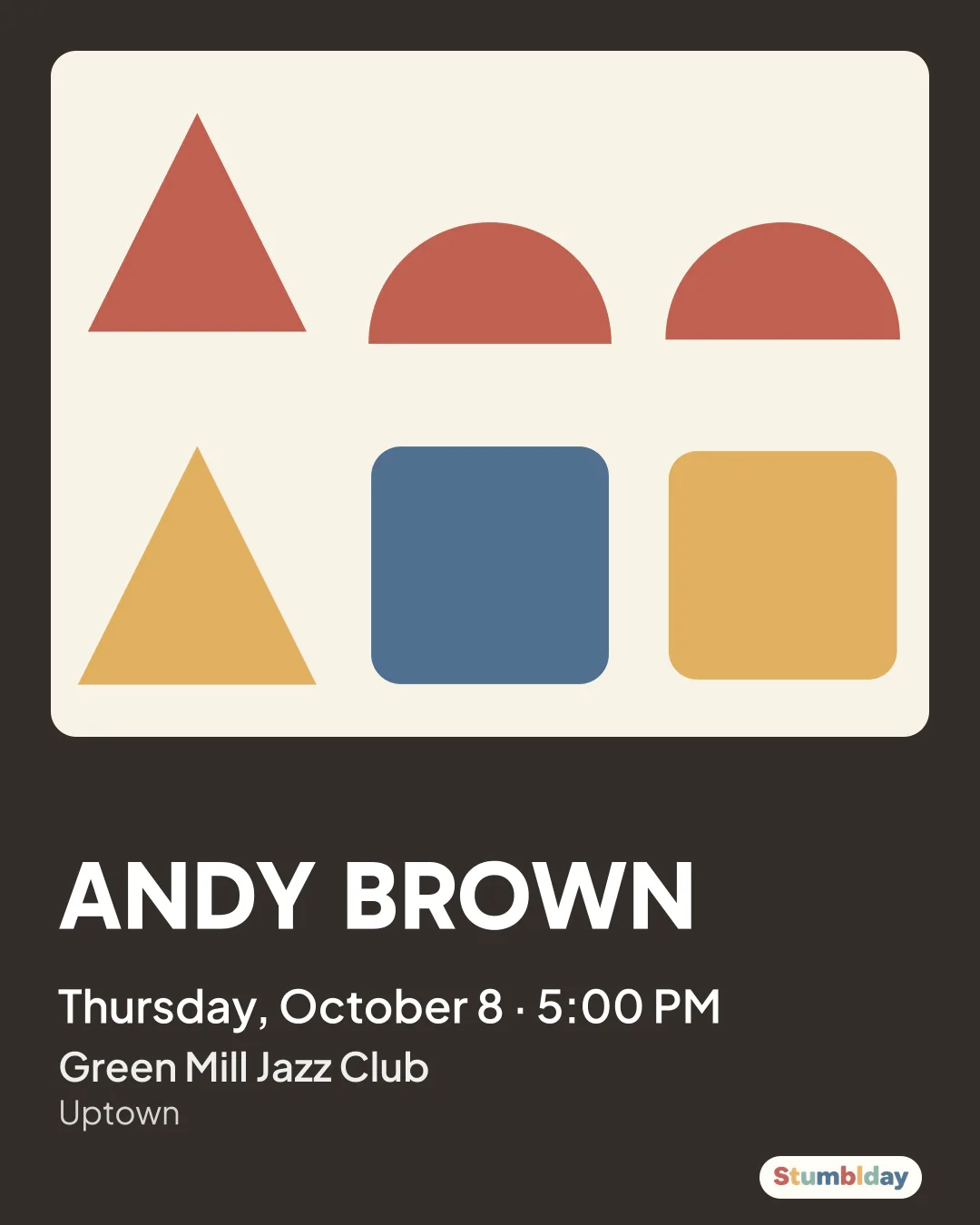 Flyer for ANDY BROWN: Thursday, October 8 · 5:00 PM at Green Mill Jazz Club