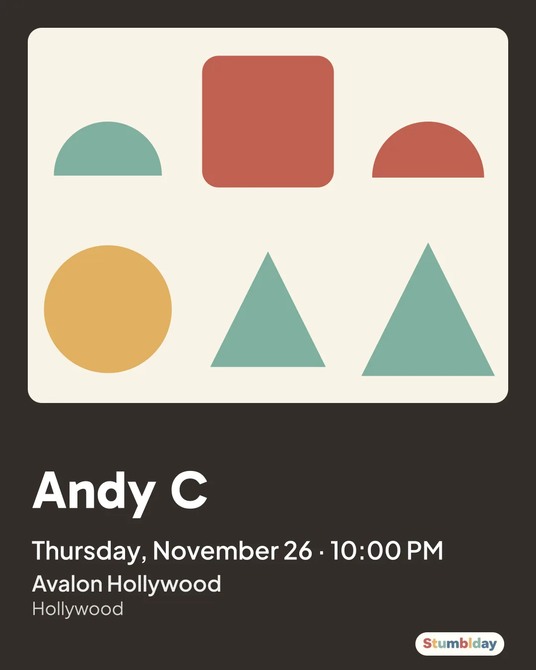 Flyer for Andy C: Thursday, November 26 · 10:00 PM at Avalon Hollywood