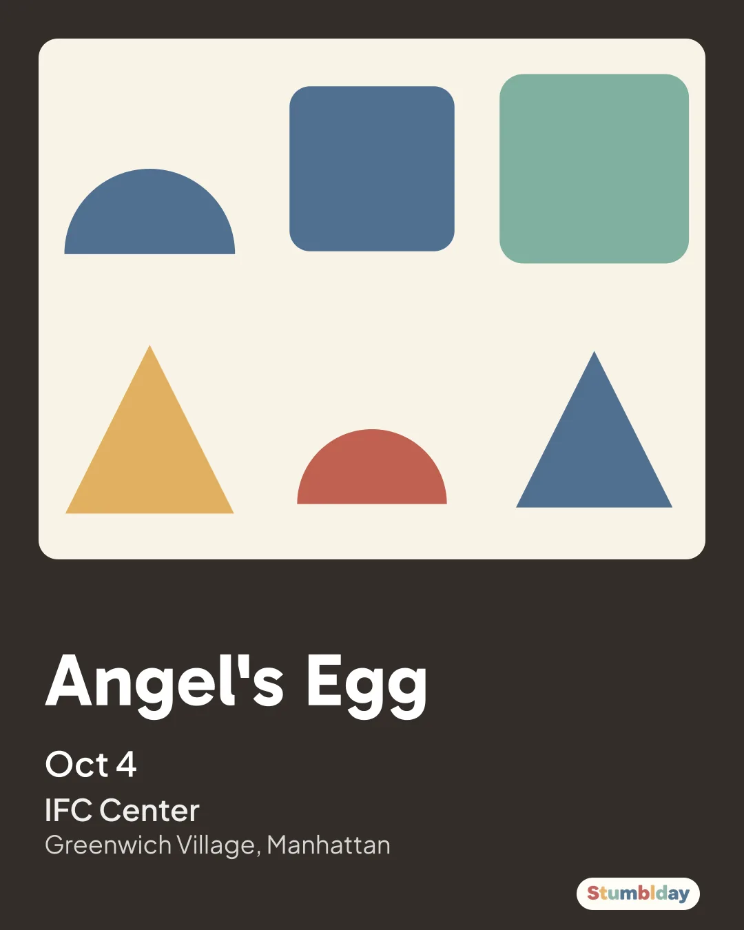 Flyer for Angel's Egg: Oct 4 at IFC Center