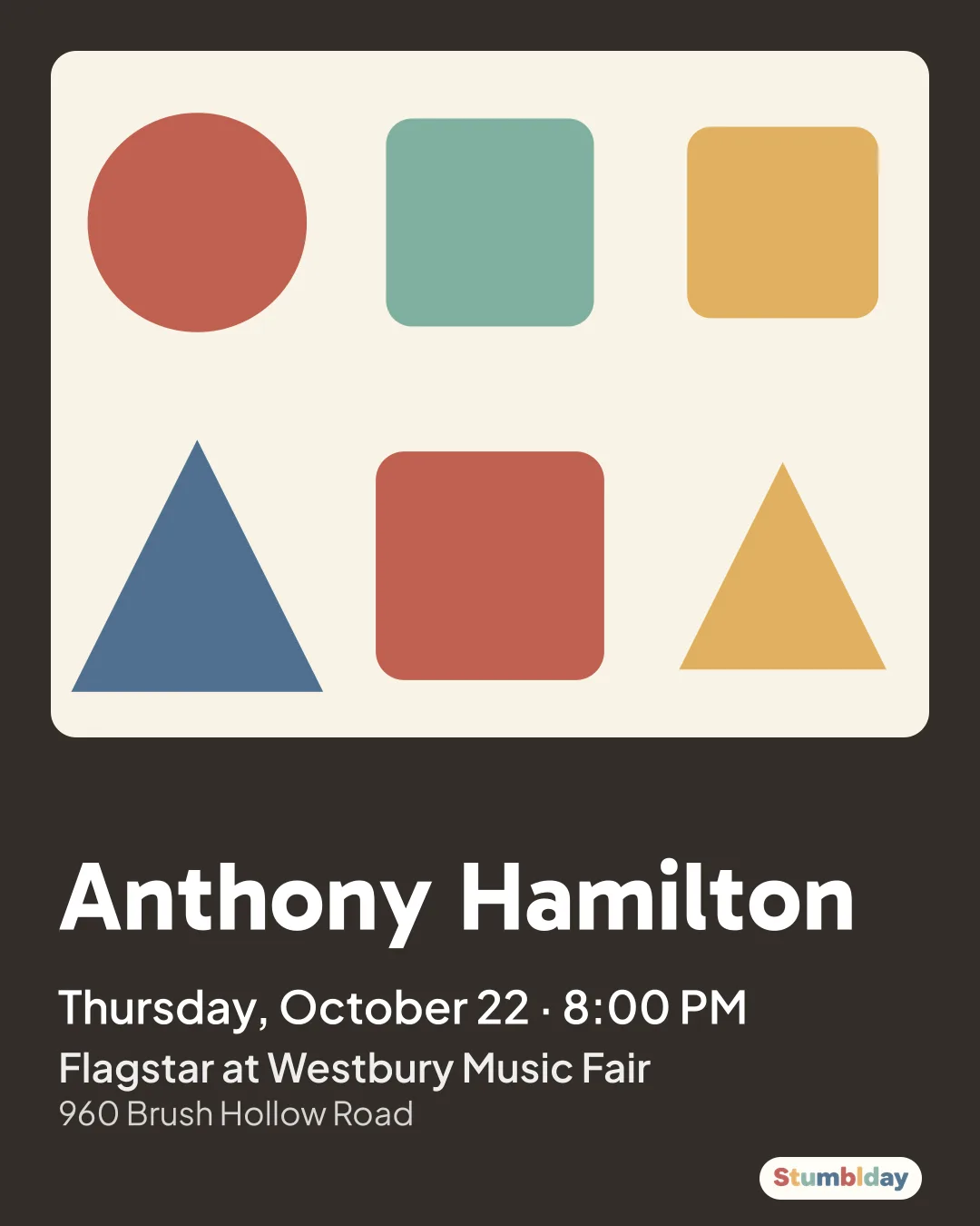 Flyer for Anthony Hamilton: Thursday, October 22 · 8:00 PM at Flagstar at Westbury Music Fair