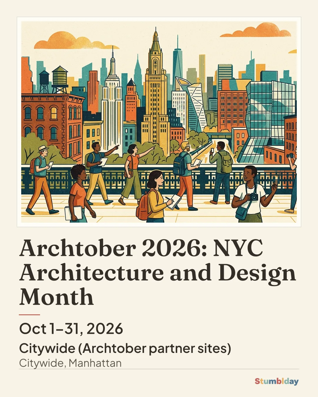 Flyer for Archtober 2026: NYC Architecture and Design Month: Oct 1–31, 2026 at Citywide (Archtober partner sites)