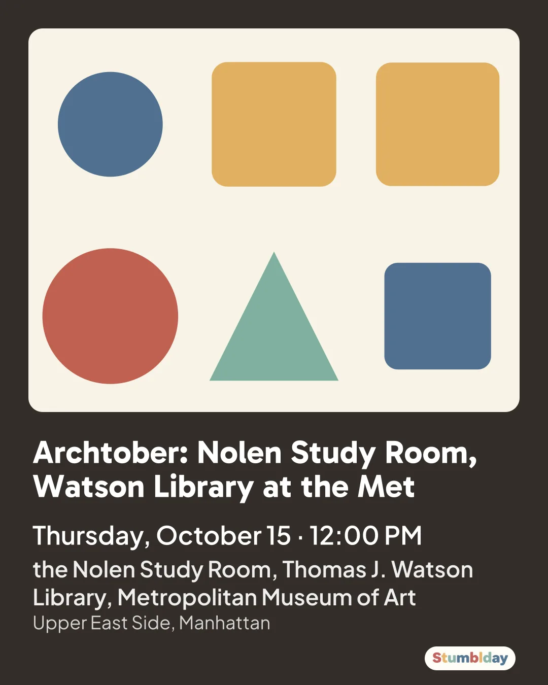 Flyer for Archtober: Nolen Study Room, Watson Library at the Met: Thursday, October 15 · 12:00 PM at the Nolen Study Room, Thomas J. Watson Library, Metropolitan Museum of Art