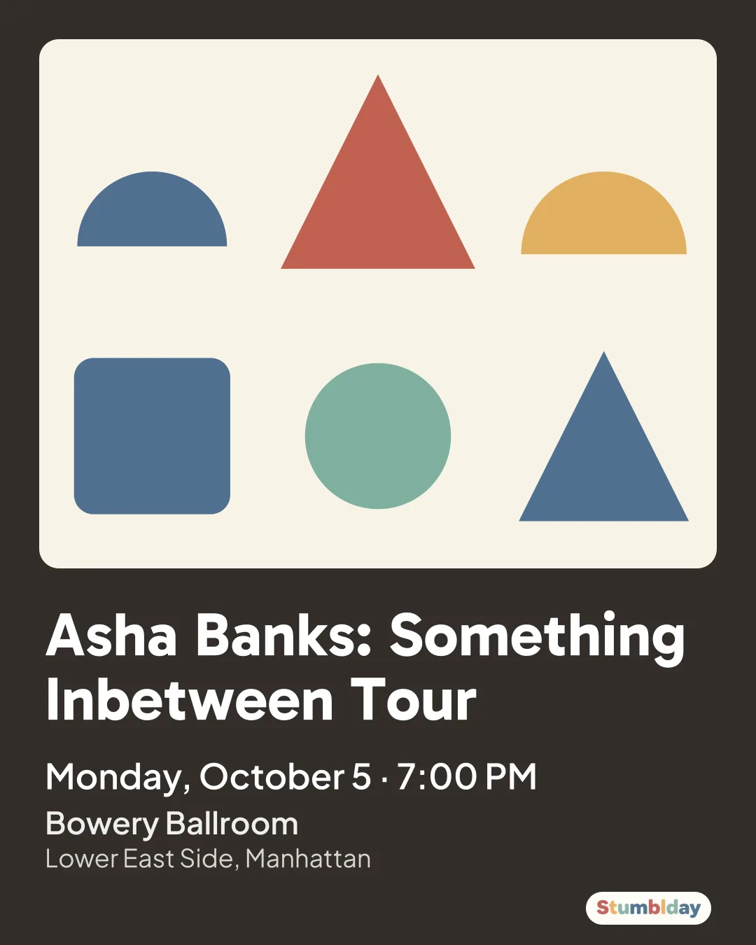 Flyer for Asha Banks: Something Inbetween Tour: Monday, October 5 · 7:00 PM at Bowery Ballroom