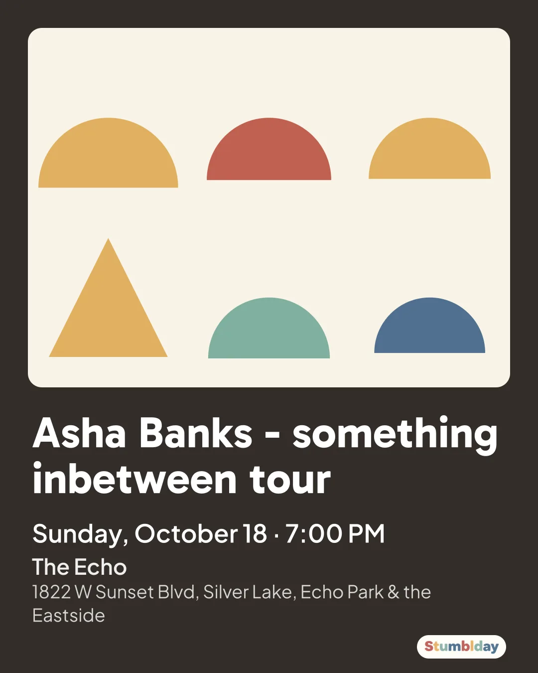 Flyer for Asha Banks - something inbetween tour: Sunday, October 18 · 7:00 PM at The Echo
