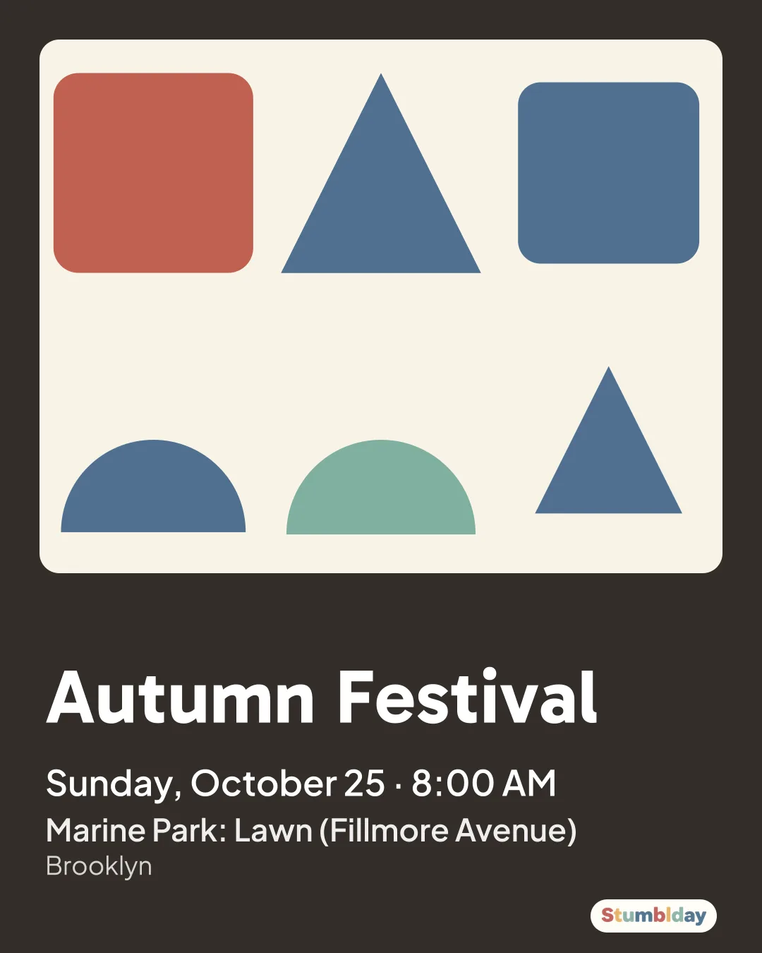 Flyer for Autumn Festival: Sunday, October 25 · 8:00 AM at Marine Park: Lawn (Fillmore Avenue)