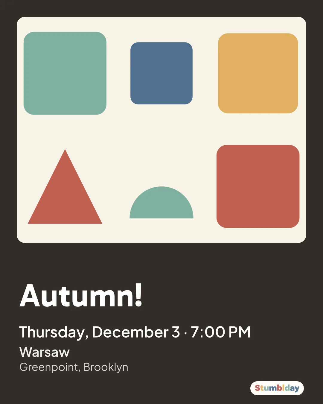 Flyer for Autumn!: Thursday, December 3 · 7:00 PM at Warsaw