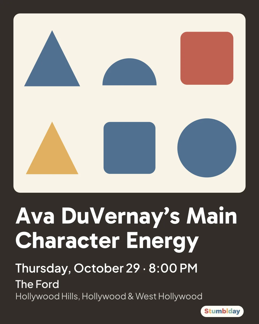 Flyer for Ava DuVernay’s Main Character Energy: Thursday, October 29 · 8:00 PM at The Ford