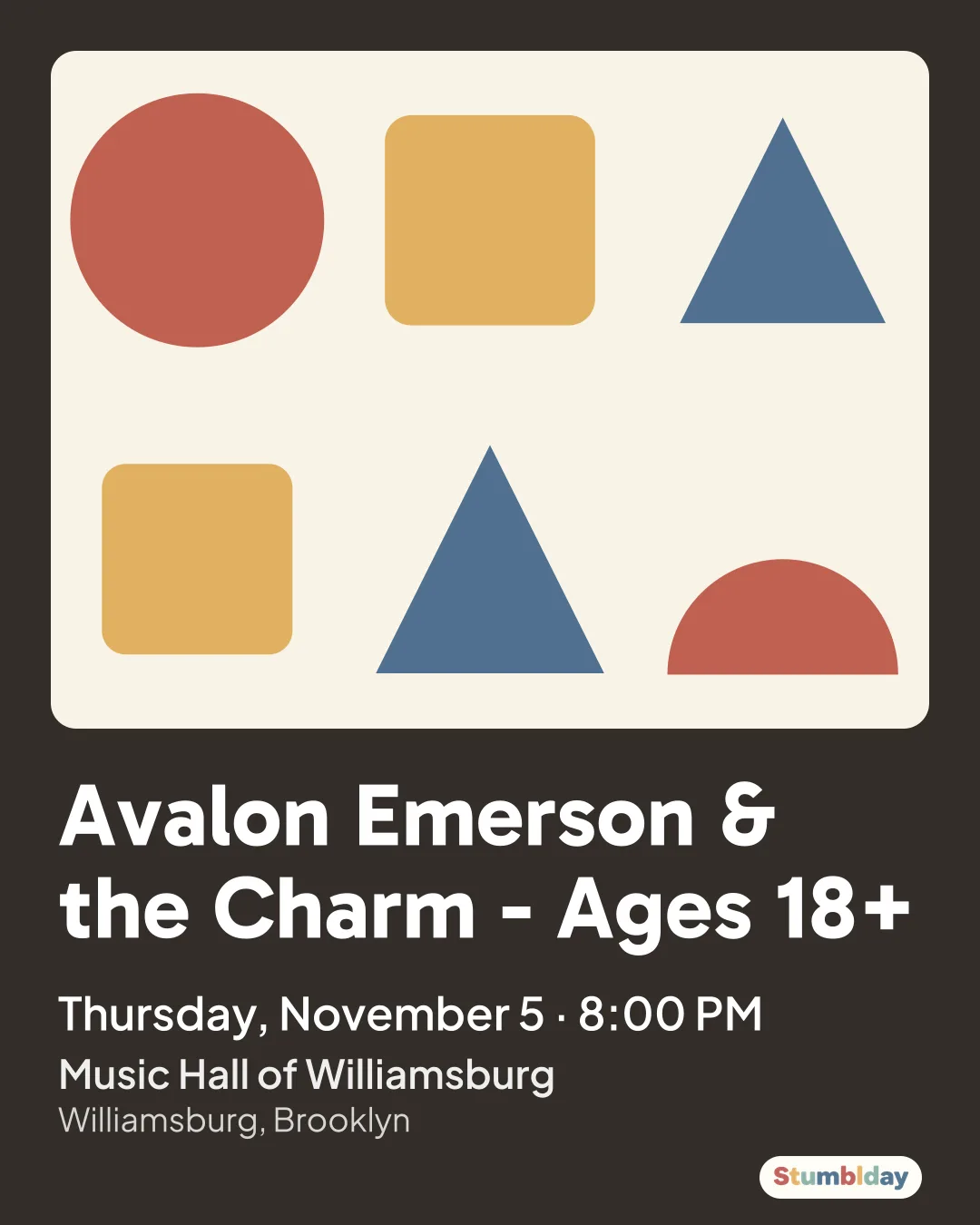 Flyer for Avalon Emerson & the Charm - Ages 18+: Thursday, November 5 · 8:00 PM at Music Hall of Williamsburg