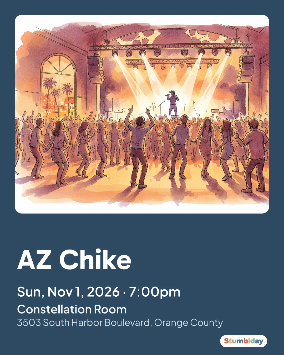 Flyer for AZ Chike: Sun, Nov 1, 2026 · 7:00pm at Constellation Room
