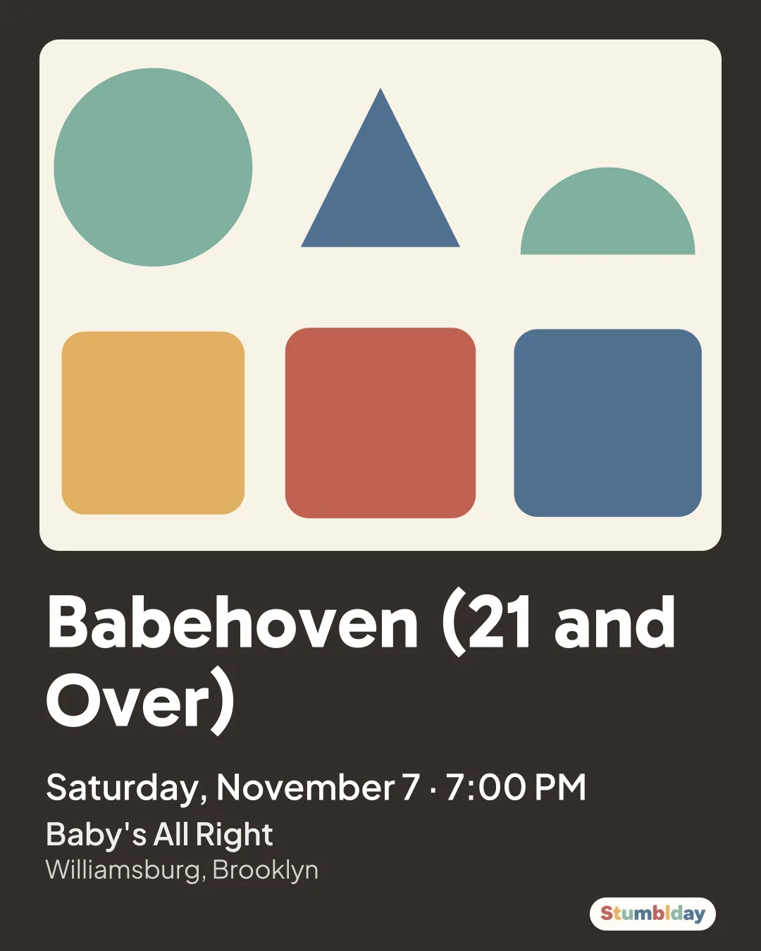 Flyer for Babehoven (21 and Over): Saturday, November 7 · 7:00 PM at Baby's All Right