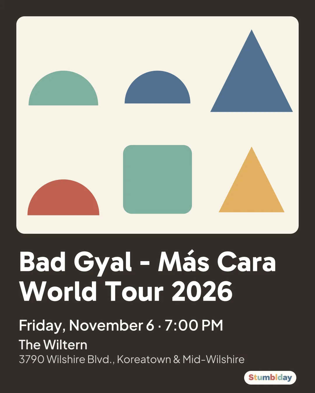 Flyer for Bad Gyal - Más Cara World Tour 2026: Friday, November 6 · 7:00 PM at The Wiltern