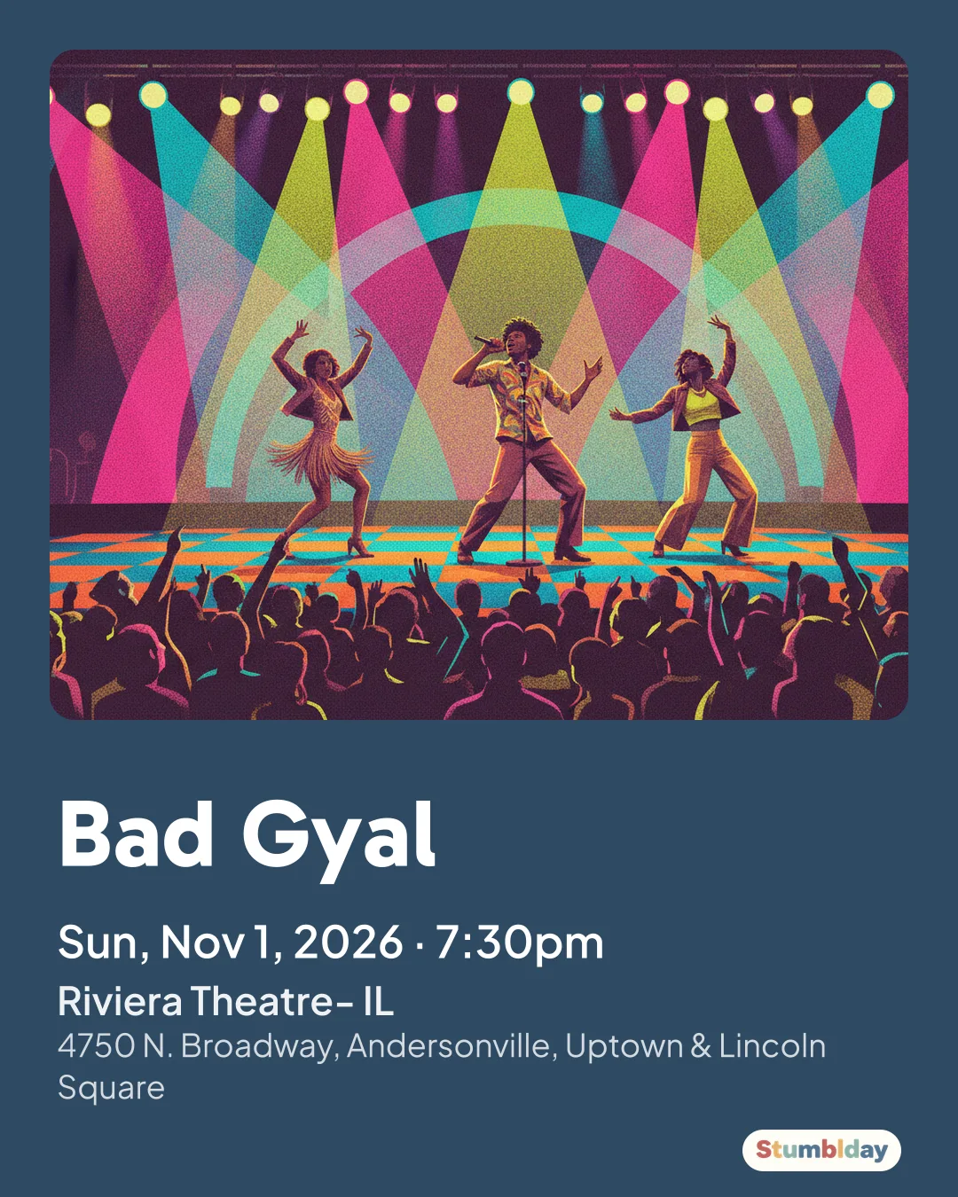 Flyer for Bad Gyal: Sun, Nov 1, 2026 · 7:30pm at Riviera Theatre- IL