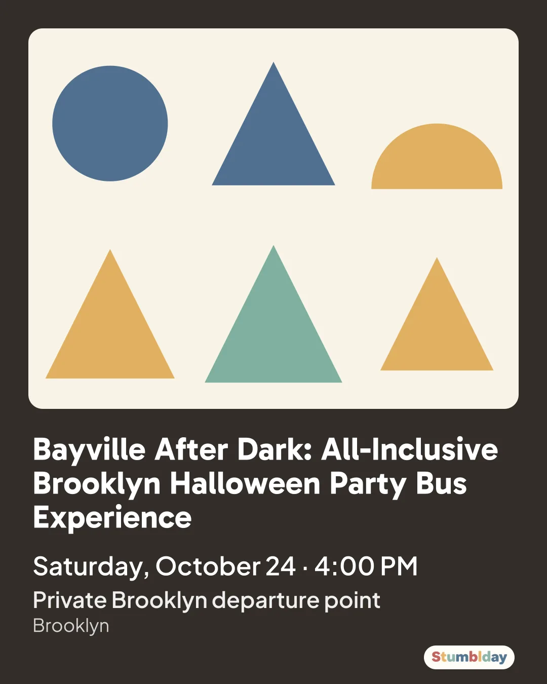 Flyer for Bayville After Dark: All-Inclusive Brooklyn Halloween Party Bus Experience: Saturday, October 24 · 4:00 PM at Private Brooklyn departure point