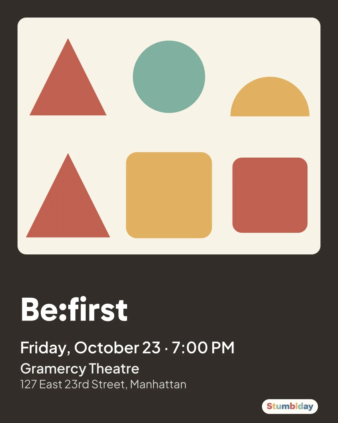 Flyer for BE:FIRST: Friday, October 23 · 7:00 PM at Gramercy Theatre