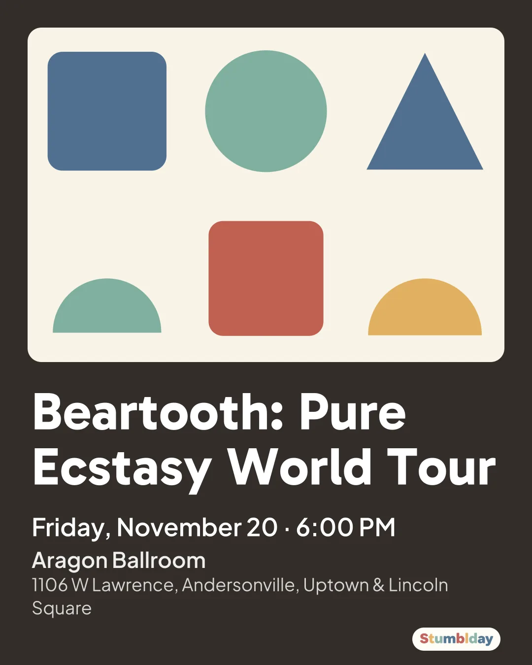 Flyer for Beartooth: Pure Ecstasy World Tour: Friday, November 20 · 6:00 PM at Aragon Ballroom