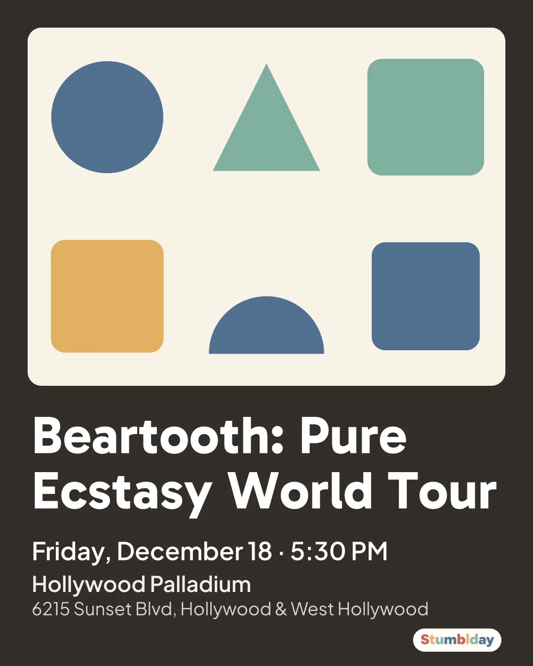 Flyer for Beartooth: Pure Ecstasy World Tour: Friday, December 18 · 5:30 PM at Hollywood Palladium