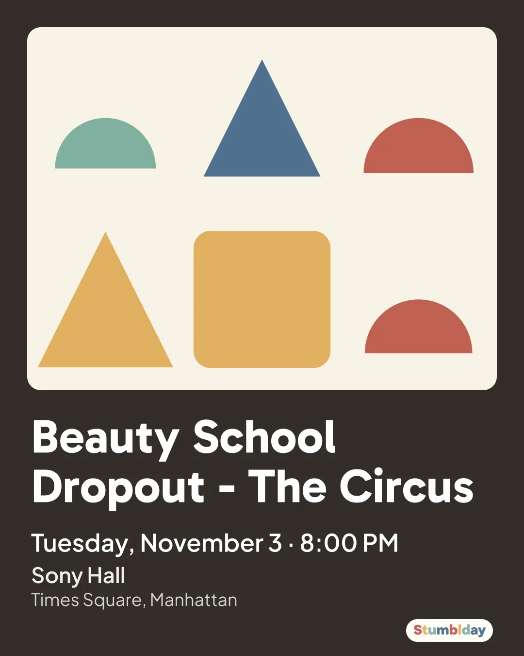 Flyer for Beauty School Dropout - The Circus: Tuesday, November 3 · 8:00 PM at Sony Hall