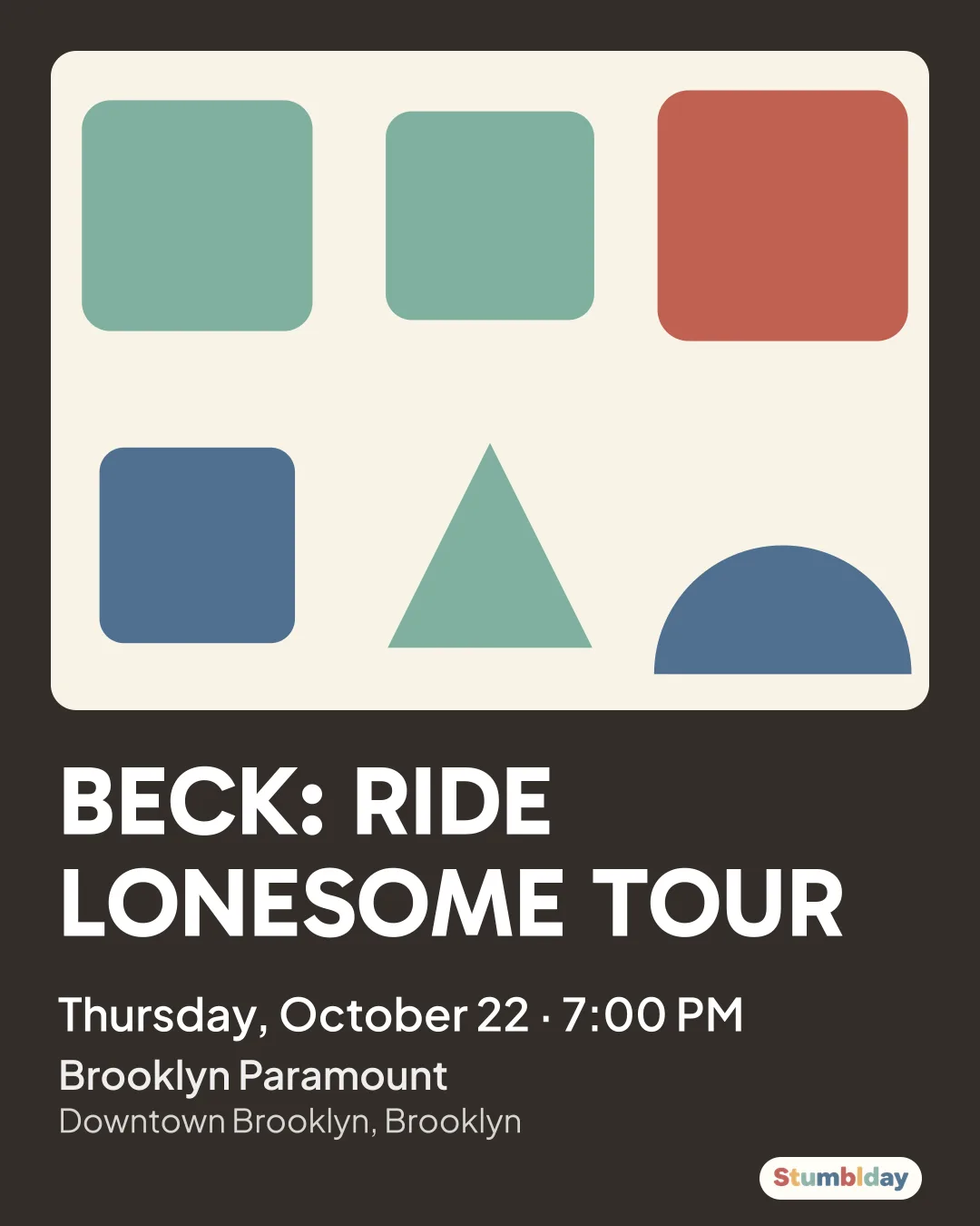 Flyer for BECK: RIDE LONESOME TOUR: Thursday, October 22 · 7:00 PM at Brooklyn Paramount
