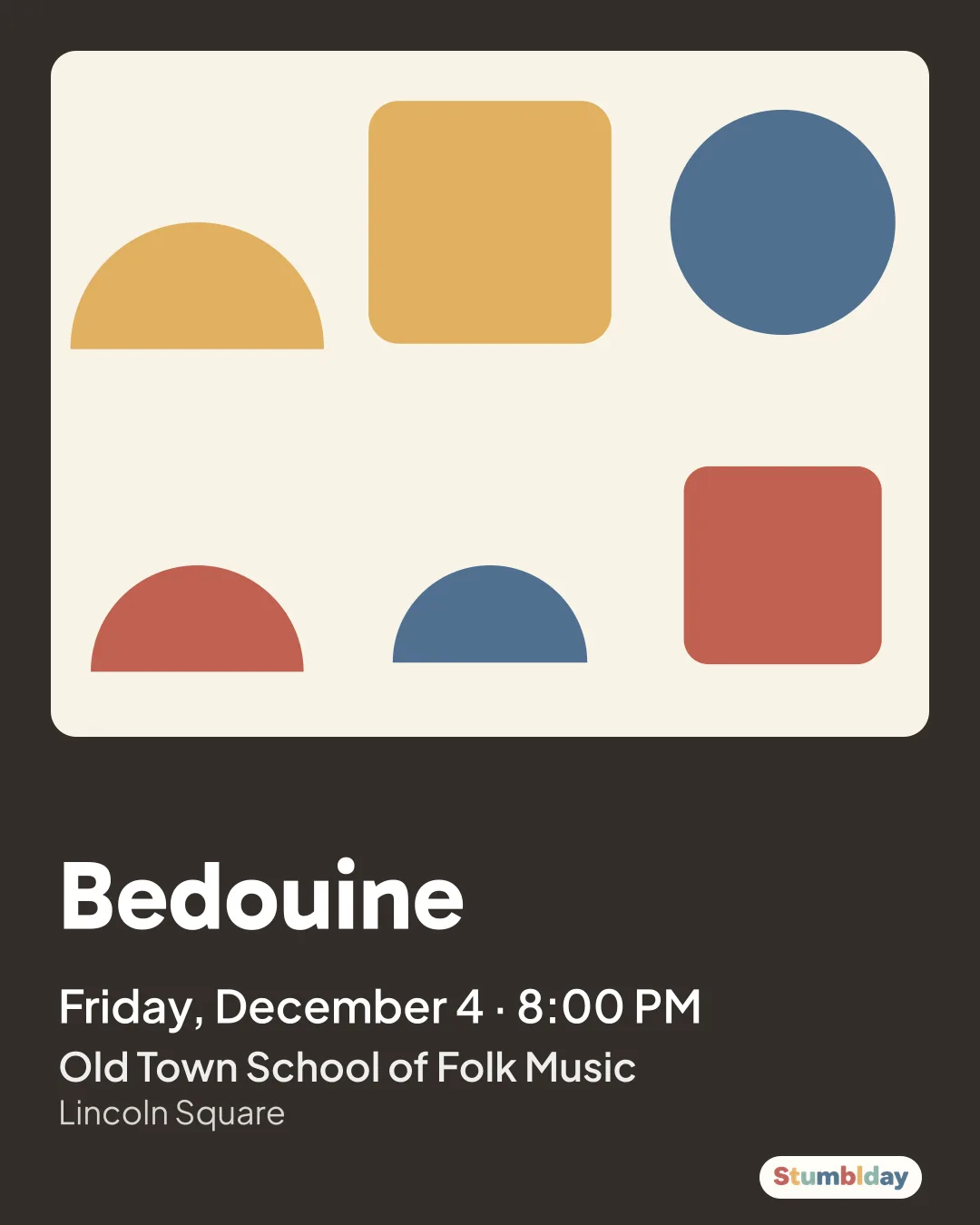 Flyer for Bedouine: Friday, December 4 · 8:00 PM at Old Town School of Folk Music