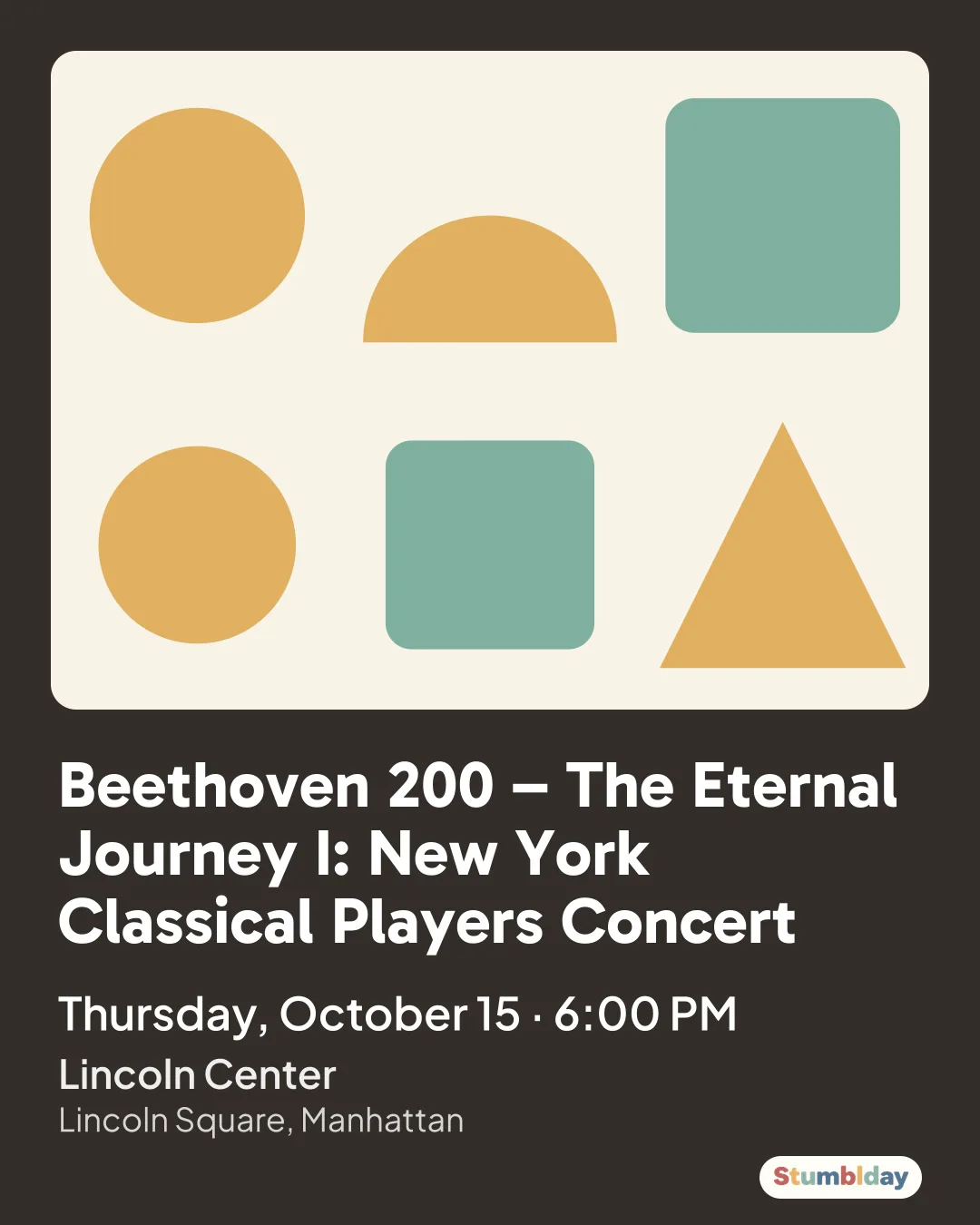 Flyer for Beethoven 200 – The Eternal Journey I: New York Classical Players Concert: Thursday, October 15 · 6:00 PM at Lincoln Center